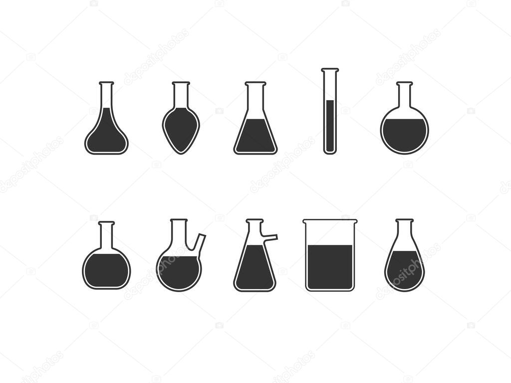 Vector illustration, flat design. Flask laboratory icon
