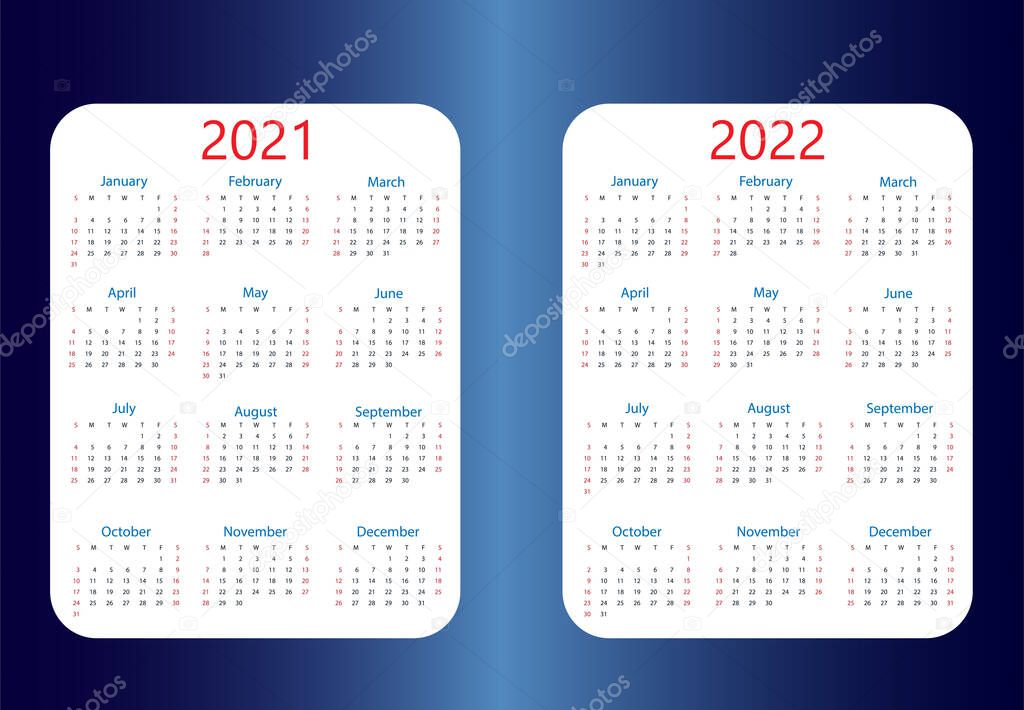 Vector Illustration Flat Design 2021 2022 Calendar Week Starts Sunday Premium Vector In Adobe Illustrator Ai Ai Format Encapsulated Postscript Eps Eps Format