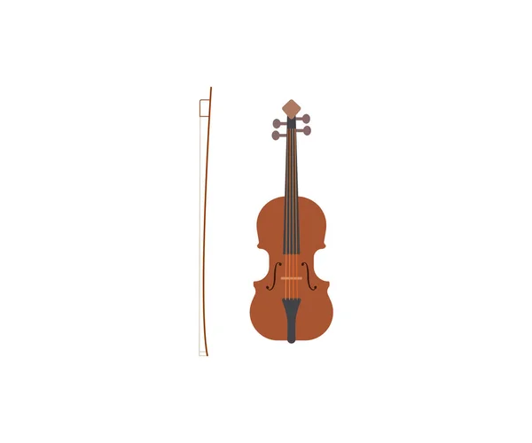 Illustrazione Vettoriale Disegno Piatto Icona Del Violino Archi Musicale — Vettoriale Stock