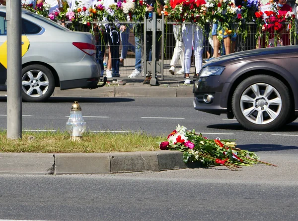 Minsk Weißrussland 2020 Protest Gegen Lukaschenko Diktator Friedlicher Straßenprotest Gegen — Stockfoto