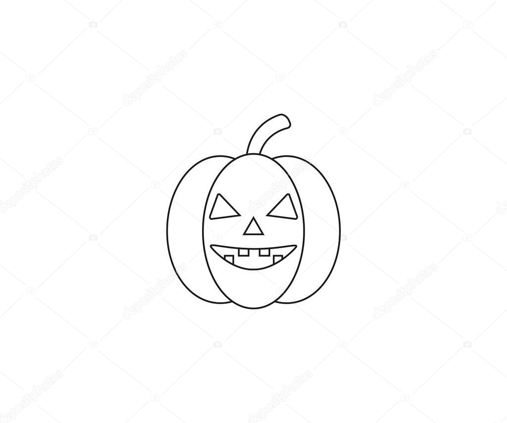 Halloween, horror, pumpkin icon Vector illustration flat