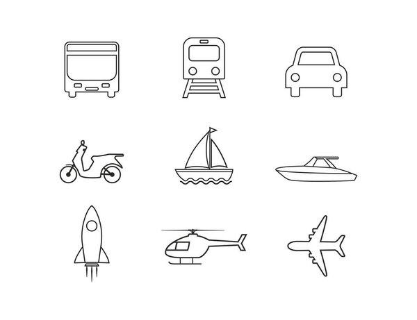 Vector illustration, flat design. Transportation Icons set