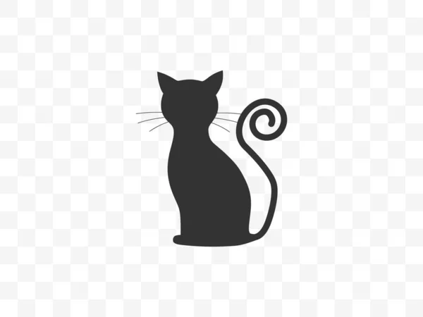 Czarny Kot Halloween Ikona Wektor Ilustracja Płaski — Wektor stockowy