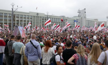 Peaceful protest actions against the current government after the presidential election in Belarus. clipart