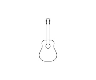 Vektör çizimi, düz tasarım. Gitar enstrümanı müzik simgesi