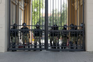 Minsk, Belarus - 30 Ağustos 2020. Diktatör Lukashenko 'ya karşı protesto.