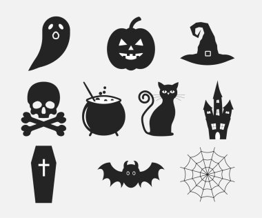 Cadılar Bayramı simgesi, Vektör çizimi, düz tasarım.