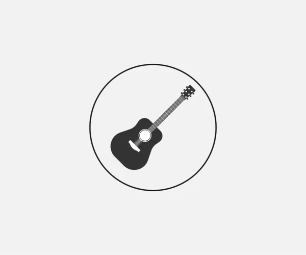 Vektor Ilustrasi Desain Datar Ikon Musik Instrumen Gitar - Stok Vektor