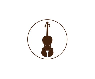Müzik, ip, keman ikonu. Vektör illüstrasyonu, düz tasarım.