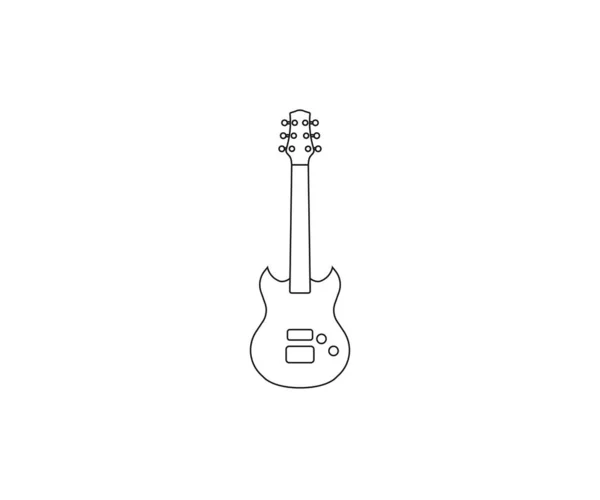 Gitar, instrumen, ikon musik. Vektor ilustrasi, desain datar. - Stok Vektor