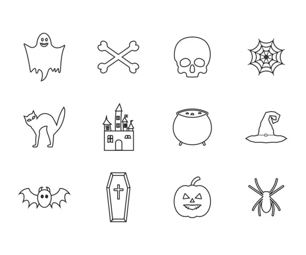 Conjunto de ícones de Halloween. Ilustração vetorial, design plano. — Vetor de Stock