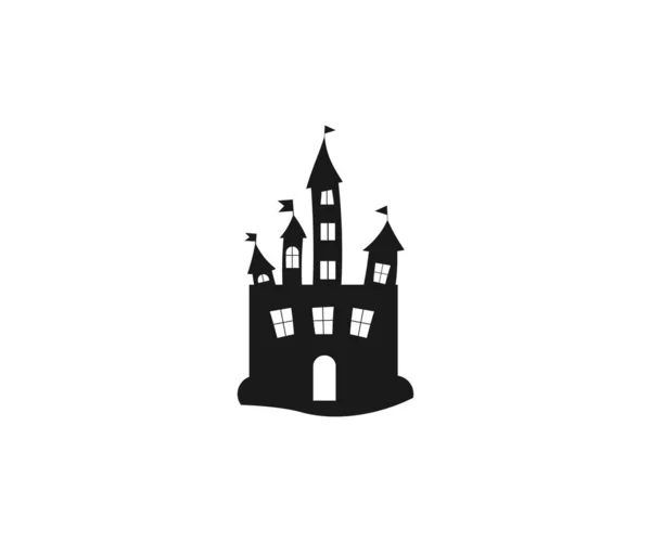 Castello, Halloween, icona dell'orrore. Illustrazione vettoriale, design piatto. — Vettoriale Stock