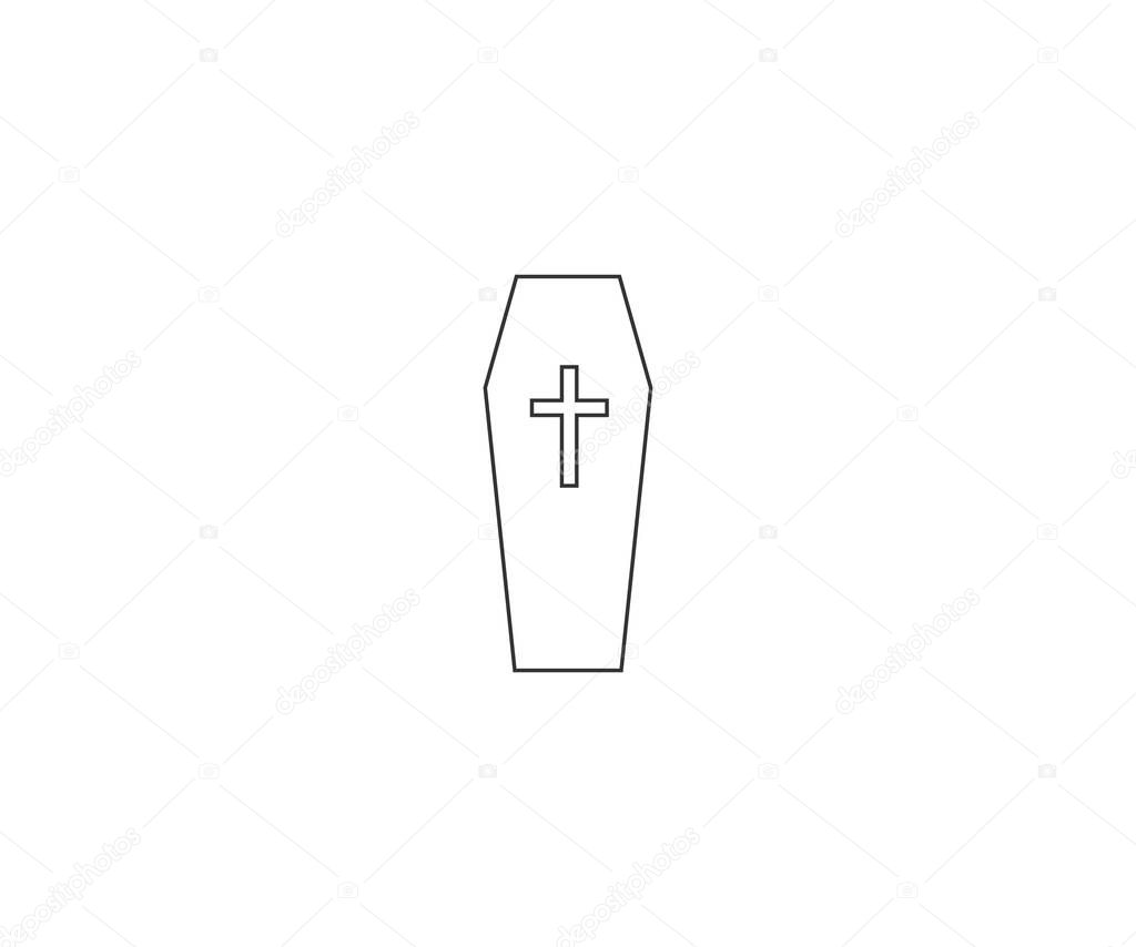 Coffin, death, funeral, halloween icon. Vector illustration, flat design.