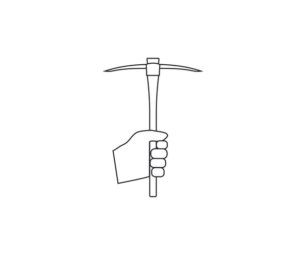 Hand Holding Pickaxe Icon Vector Illustration — Stock Vector