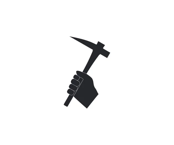 Hand Holding Pickaxe Icon Vector Illustration — Stock Vector