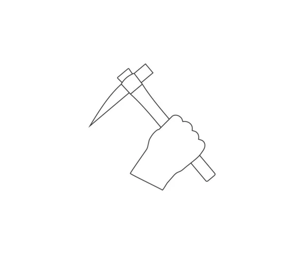 Hand Holding Pickaxe Icon Vector Illustration — Stock Vector