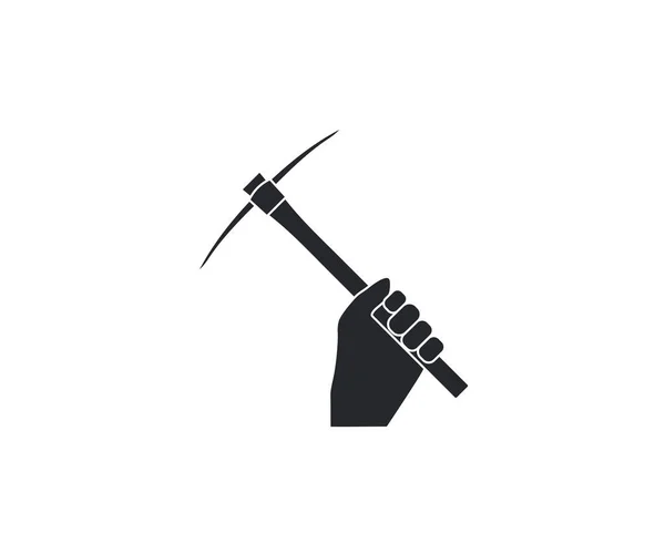 Hand holding pickaxe icon. Vector illustration, flat design. — Stock Vector