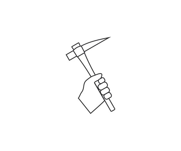 Hand Holding Pickaxe Icon Vector Illustration — Stock Vector