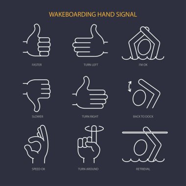 Wakeboarding hand signal clipart