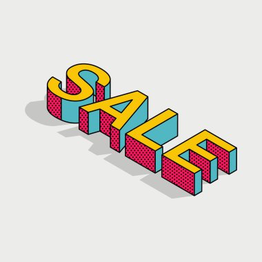 3D izometrik pop sanat satışı metin