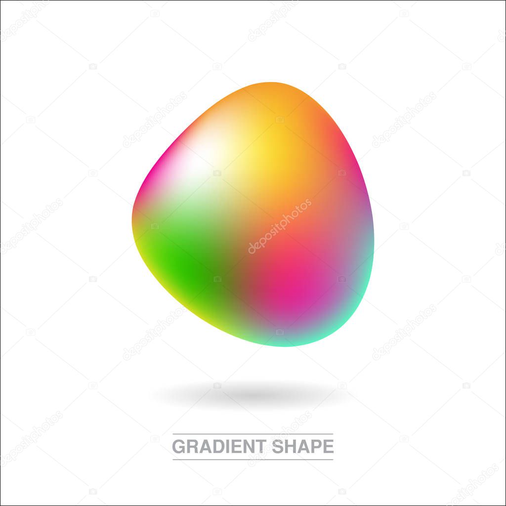 Unique gradient mesh shape with mixed colors for logotype. Flowing with wave or dynamic blur effect. Vector illustration EPS 10.