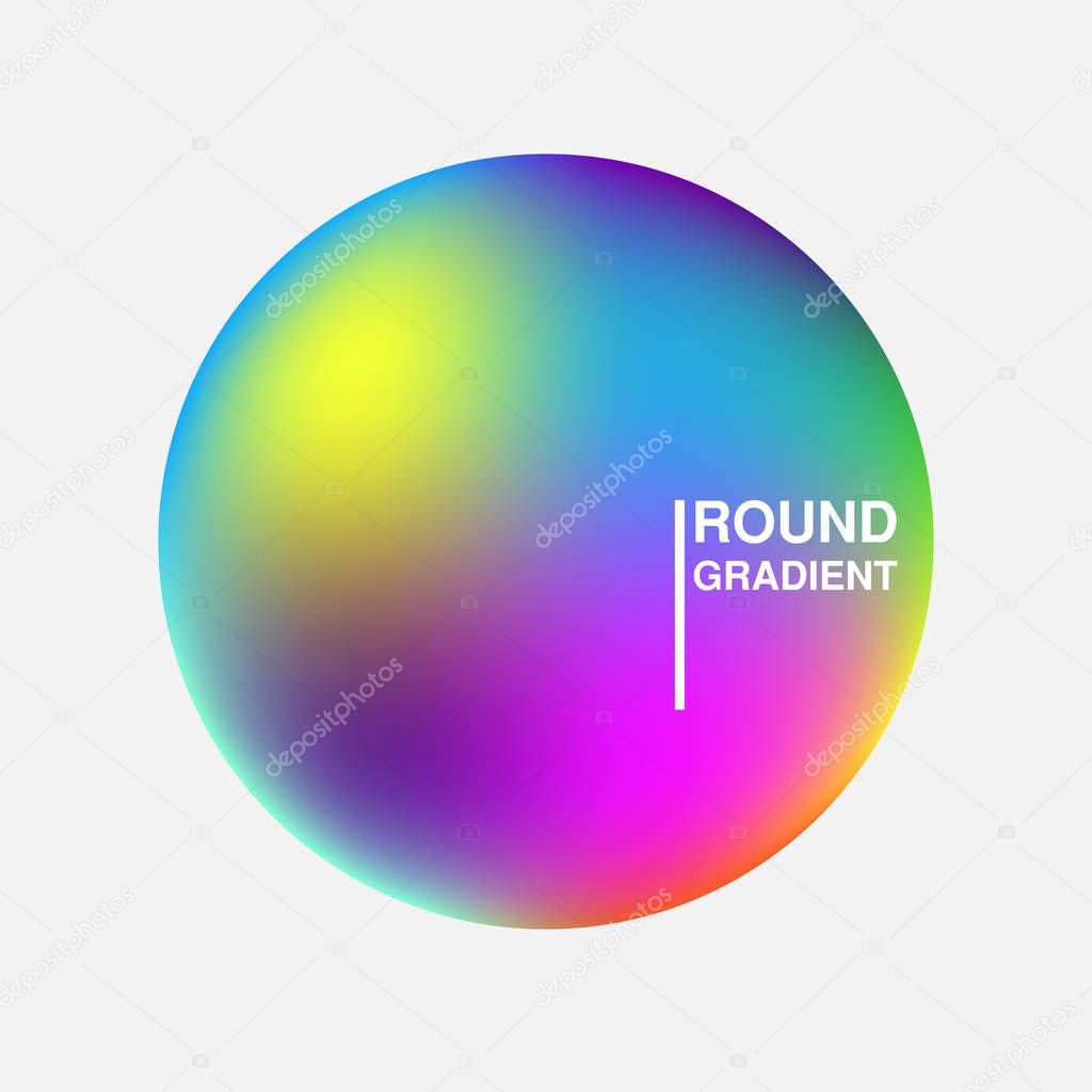 Unique gradient mesh orbs with mixed colors. Flowing sphere with wave or dynamic blur effect. Round gradient. Vector illustration EPS 10.