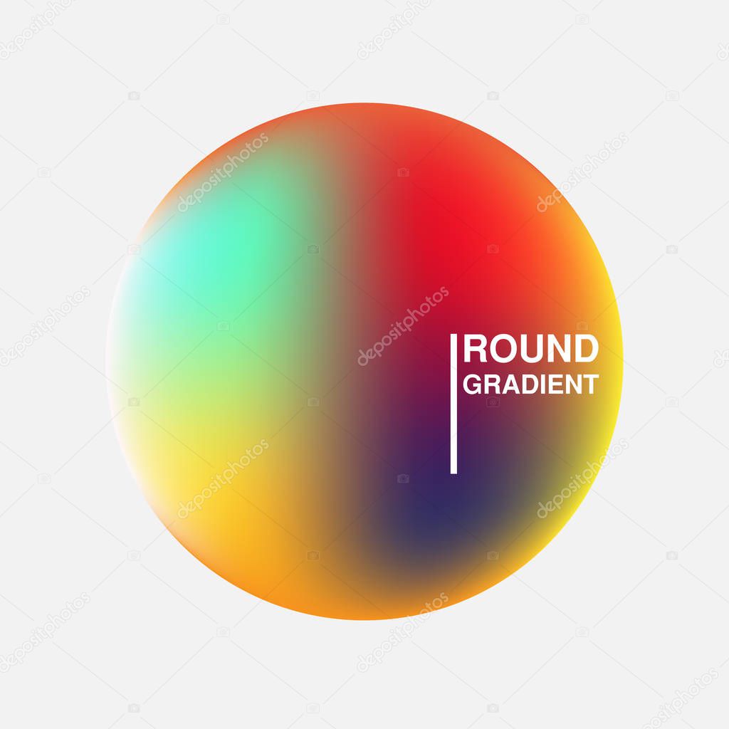 Unique gradient mesh orbs with mixed colors. Flowing sphere with wave or dynamic blur effect. Round gradient. Vector illustration EPS 10.