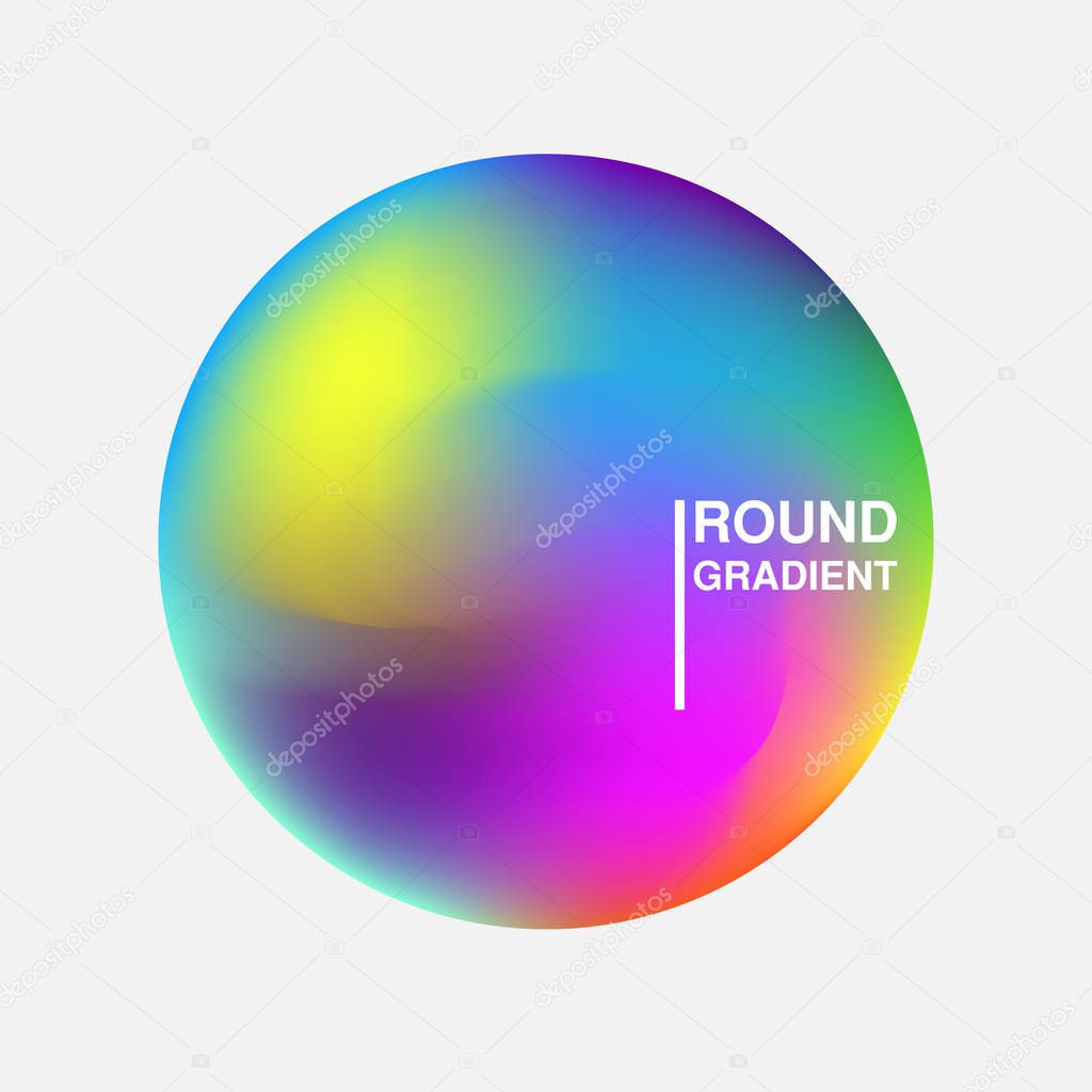 Unique gradient mesh orbs with mixed colors. Flowing sphere with wave or dynamic blur effect. Round gradient. Vector illustration EPS 10.