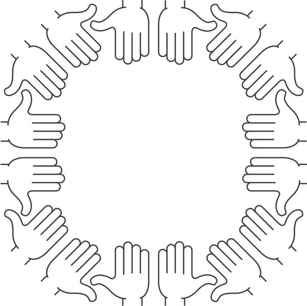 Armature Ronde Mains Isolées Sur Fond Blanc Cercle Des Mains — Image vectorielle