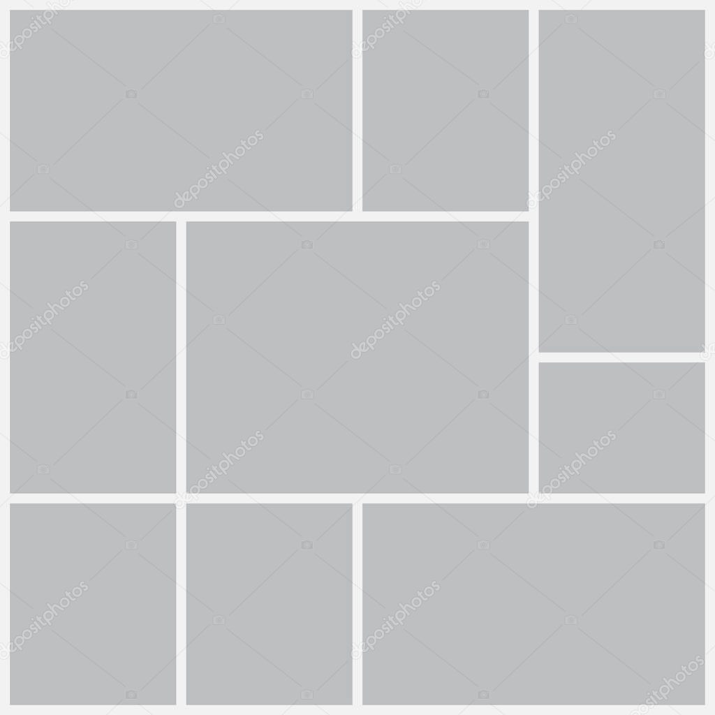 Templates collage frames for photo or illustration. Montage photo frame template. Vector Mood Board Branding Presentation. MoodBoard, Logo Template, Collage Frames with Universal Colour Palette.
