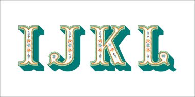 Halk alfabe süs çiçek harf I J K L