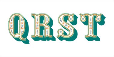 Halk alfabe süs çiçek harf Q R S T