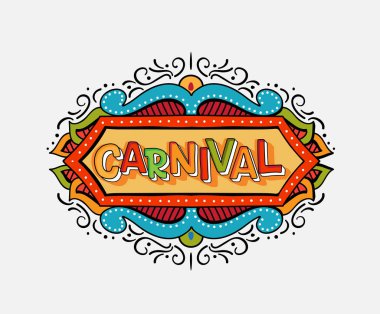 Popüler olay Brezilya karnaval başlık renkli ile çerçeve. Güney Amerika sırasında yaz aylarında seyahat hedef. Karnaval için vektör logo, dans karnaval gösterisi için poster.