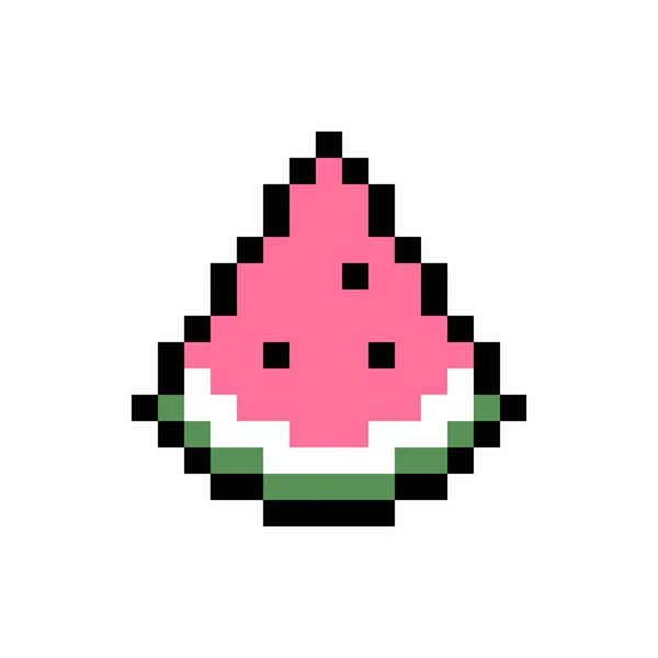 Vector pixel watermelon sticker — Stock Vector