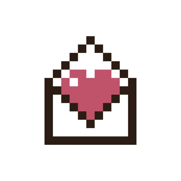 Векторное пиксельное сердце в конверте — стоковый вектор