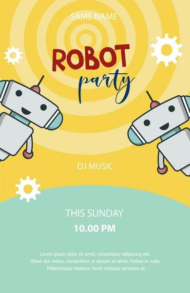 Robot partij promo banner — Stockvector