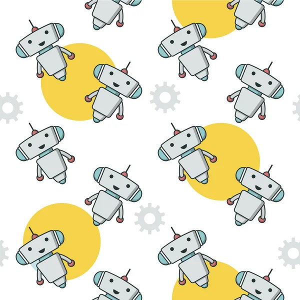 Cute robot sameless pattern — Stock Vector