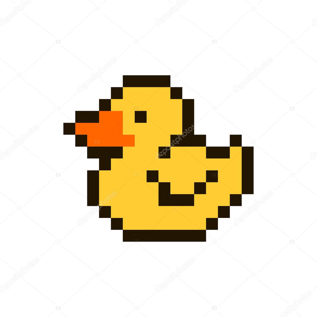 Vector pixel yellow duck