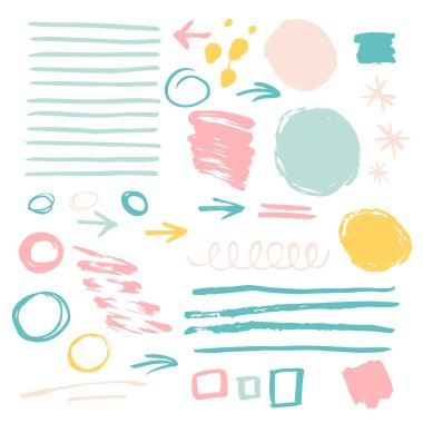 Metin kutuları kalınfırça darbeleri. Vektör fırça set. Grunge tasarım öğeleri. Kirli doku afiş. Mürekkep splatters. Boyalı nesneleri.