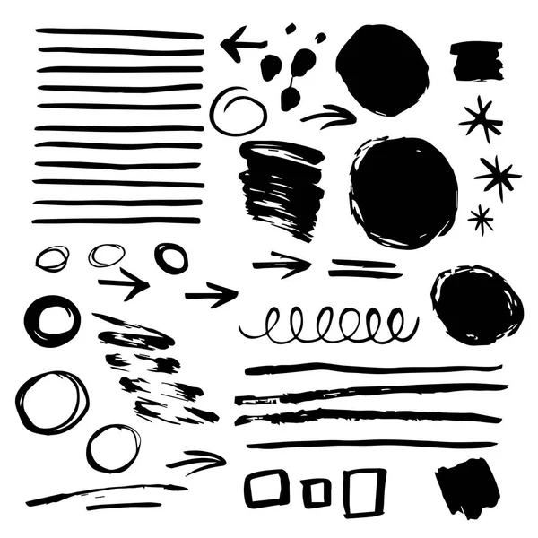 Brush Strokes Text Boxes Vector Paintbrush Set Grunge Design Elements — Stock Vector