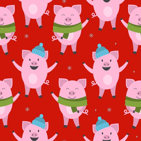 Año nuevo 2019 patrón de cerdo — Vector de stock