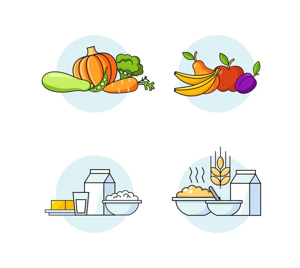 Ensemble d'aliments biologiques vectoriels — Image vectorielle