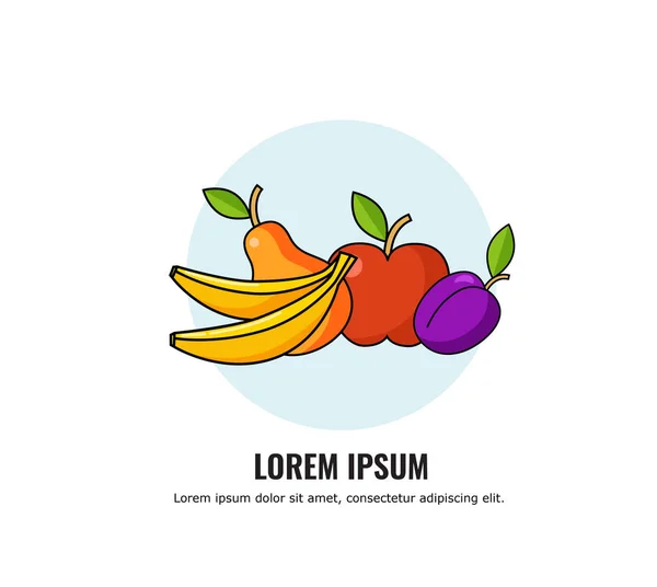 Diseño de alimentos saludables con frutas — Archivo Imágenes Vectoriales