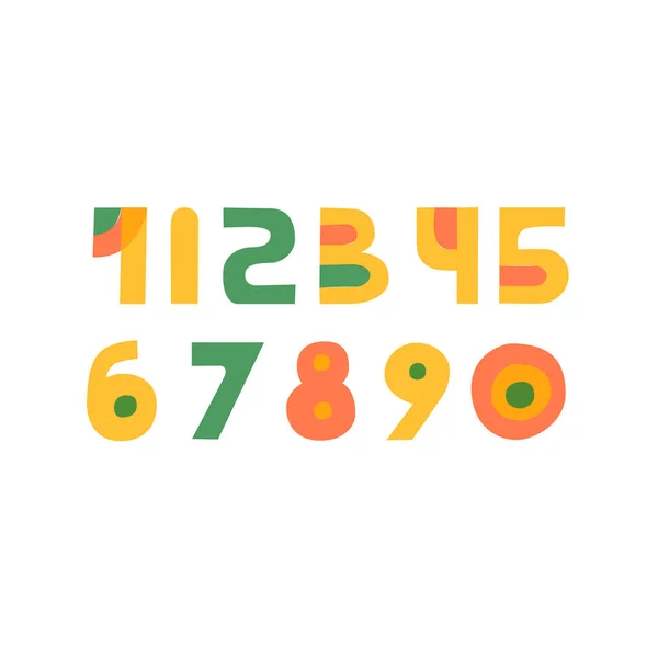 Lindos números coloridos dibujados a mano conjunto — Vector de stock