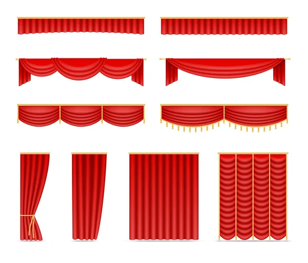 Conjunto de cortinas y cortinas — Vector de stock