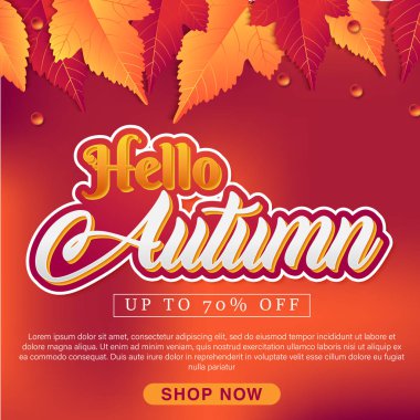 Sonbahar hat. Mevsimlik lettering.web afiş şablon