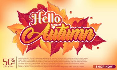 Sonbahar yaprakları ile sonbahar satış afiş arka plan