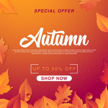 Düşen sonbahar yaprakları ile soyut vektör çizim sonbahar satış arka plan