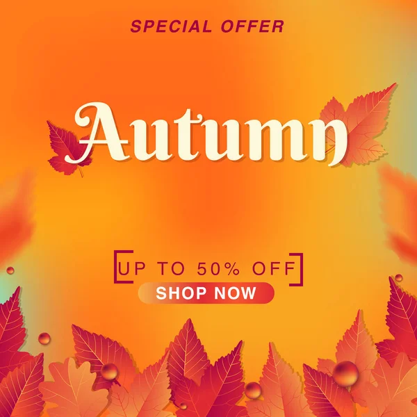 秋の落ち葉と抽象的なベクトル イラスト秋販売背景 — ストックベクタ