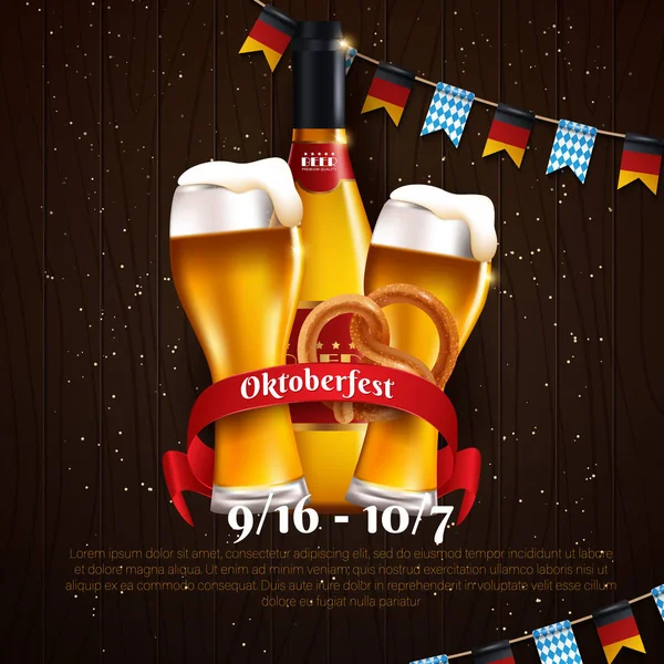 Διαφήμιση Αφίσα Πρότυπο Κόμμα Μπύρα Διαφορετικά Αντικείμενα Που Σχετίζονται Φεστιβάλ — Διανυσματικό Αρχείο
